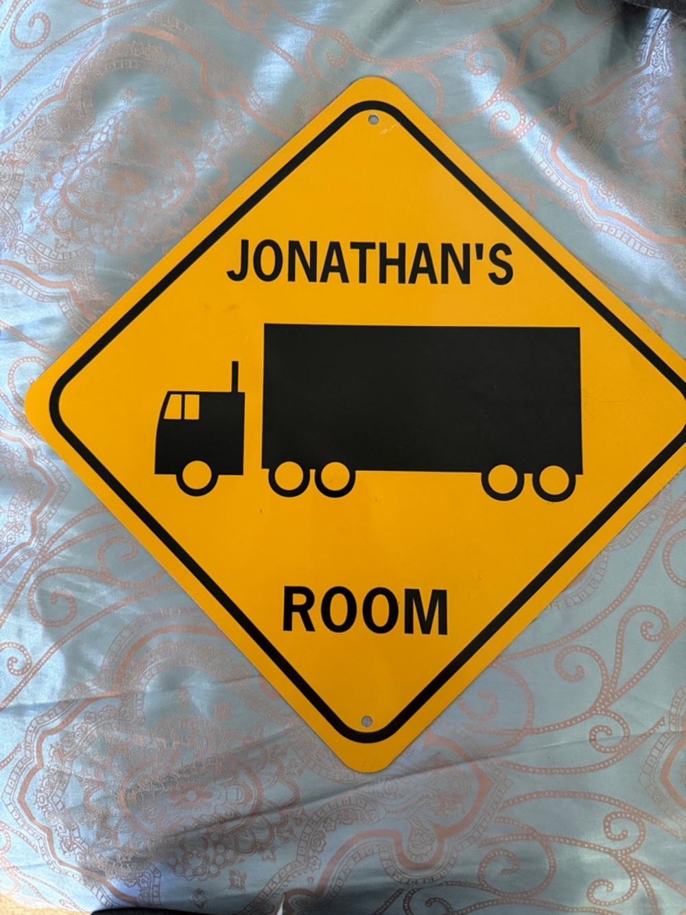 Personalized Yellow Truck Room Sign - Jonathan's Room